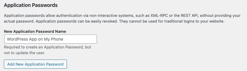 Application Passwords